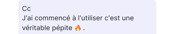 Direct message (in French): “I started using it, it's a real gem”