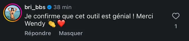 Comment from @bri_bbs (in French): “I confirm this tool is brilliant! Thanks Wendy”
